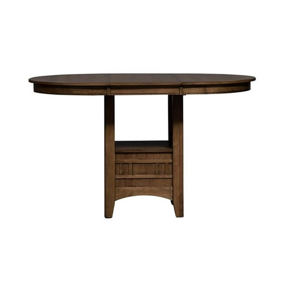 Pemberly Row Transitional Wood Pub Table in Oak