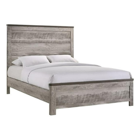 Pemberly Row Transitional Wood Queen Panel Bed in Gray Finish