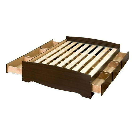 Pemberly Row Transitional Wood Queen Platform Storage Bed in Espresso