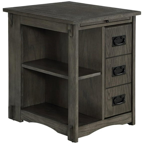 Pemberly Row Transitional Wood Side Table in Gray