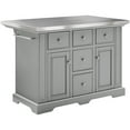 thumbnail image 1 of Pemberly Row Transitional Wood/Stainless Steel Kitchen Island in Gray/Chrome, 1 of 15