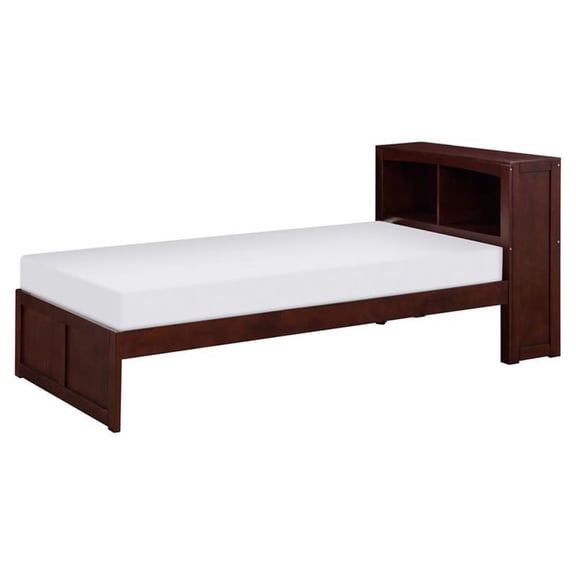 Pemberly Row Transitional Wood Twin Bookcase Bed in Dark Cherry