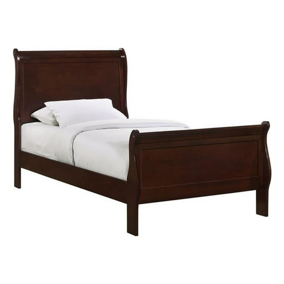 Pemberly Row Transitional Wood Twin Panel Bed in Cherry Finish