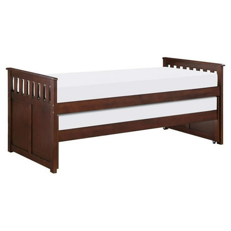 Pemberly Row Transitional Wood Twin/ Twin Bed in Dark Cherry