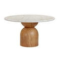 thumbnail image 1 of Pemberly Row Travertine Concrete Indoor / Outdoor 54" Round Dining Table, 1 of 6