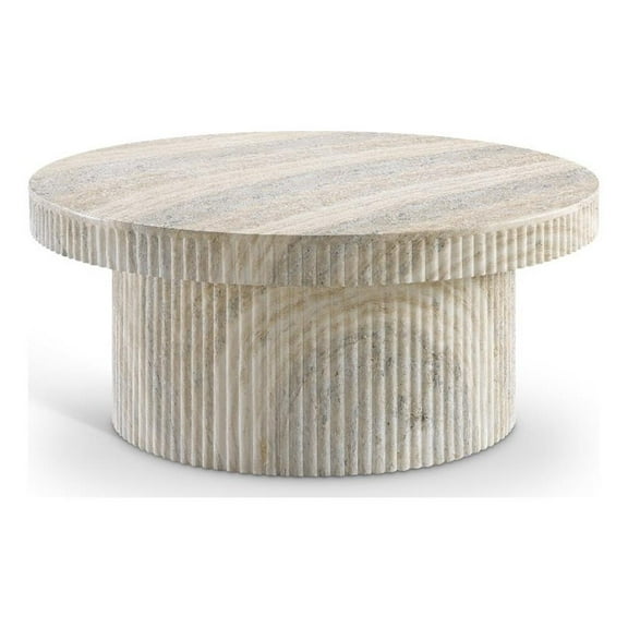 Pemberley Row Concrete Travertine Coffee Table Square Art Deco 36" Assembled