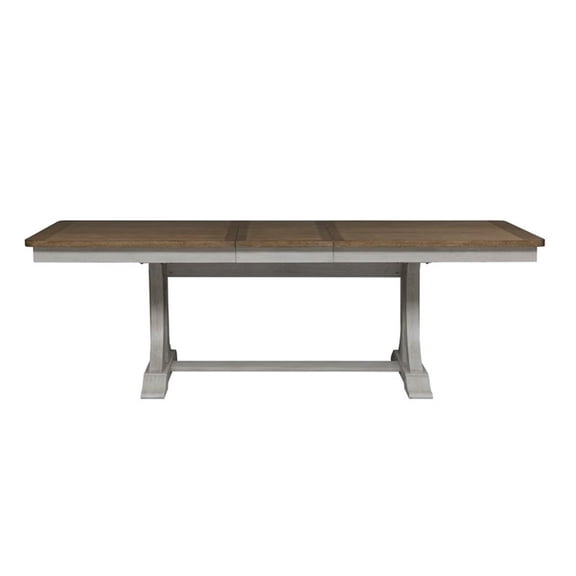 Pemberly Row Trestle Table with Removable 18 Inch Leaf Tapered Legs