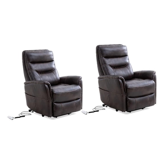 Pemberly Row Truffle Power Lift Recliner Articulating Headrest Two Pack