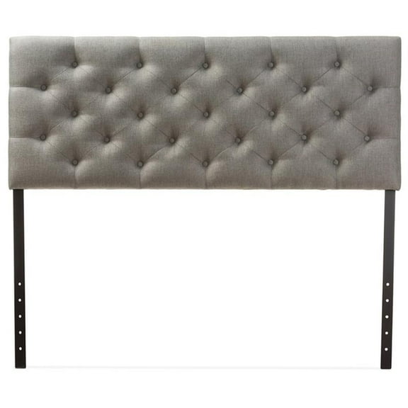 Pemberly Row Tufted Full Panel Headboard in Gray