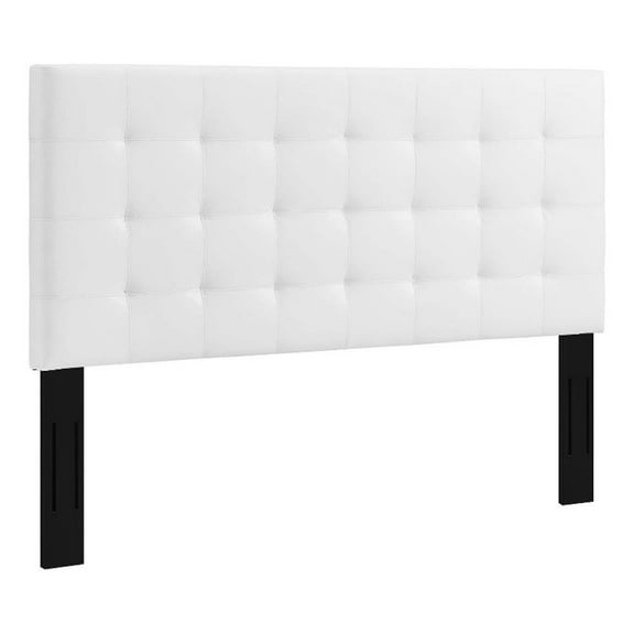 Pemberly Row Tufted Full/Queen Faux Leather Headboard in White