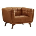 thumbnail image 1 of Pemberly Row Tufted Tight Back Leather Upholstered Lounge Chair - Tan, 1 of 7