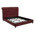 thumbnail image 1 of Pemberly Row Tufted Upholstered Fabric Eastern King Panel Bed in Wine Red, 1 of 10