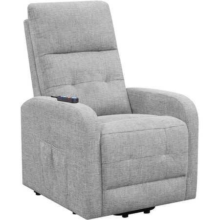 Pemberly Row Tufted Upholstered Power Lift Recliner in Gray Finish