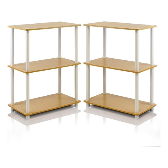 Pemberly Row Turn-N-Tube 3-Tier Shelf Display Rack in Beech Set of 2