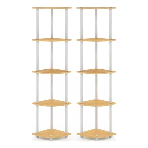 Pemberly Row Turn-N-Tube 5-Tier Corner Display Rack in Beech Set of 2