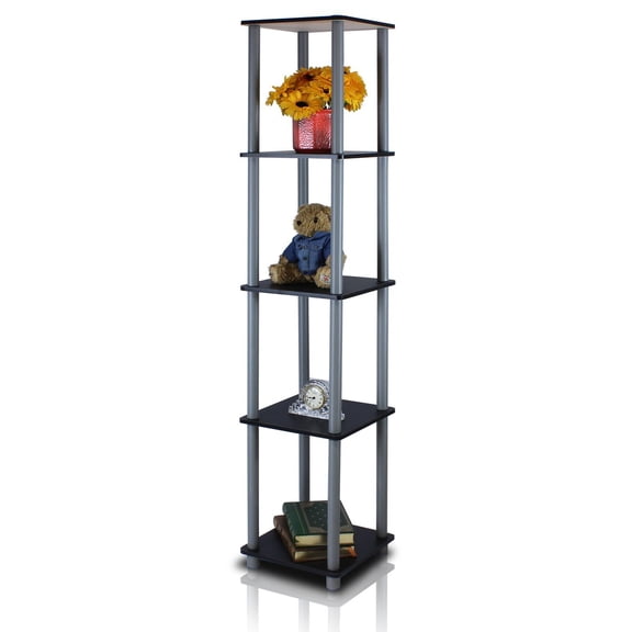 Pemberly Row Turn-N-Tube 5-Tier Corner Square Rack Display Shelf in Black/Gray