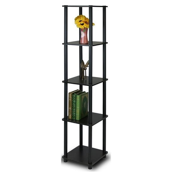 Pemberly Row Turn-N-Tube 5-Tier Corner Square Rack Display Shelf in Espresso