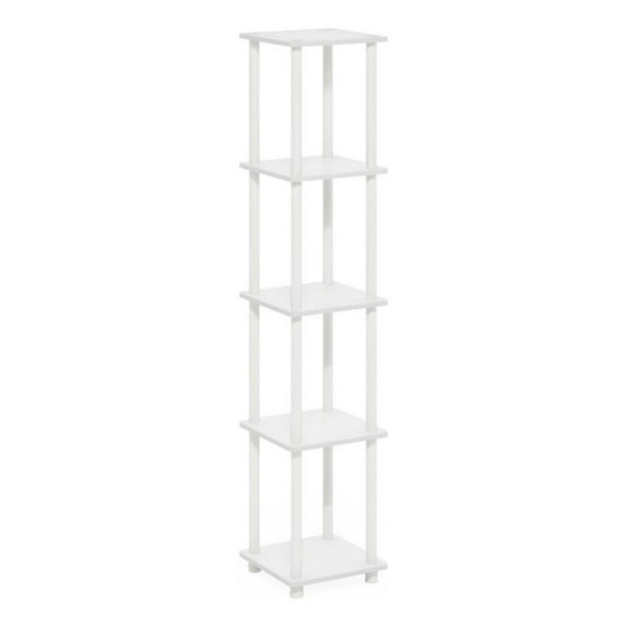 Pemberly Row Turn-N-Tube 5-Tier Corner Square Rack Display Shelf in White