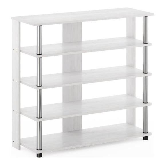 Pemberly Row Turn-N-Tube 5-Tier Shoe Rack with Stainless Steel Tubes - White Oak