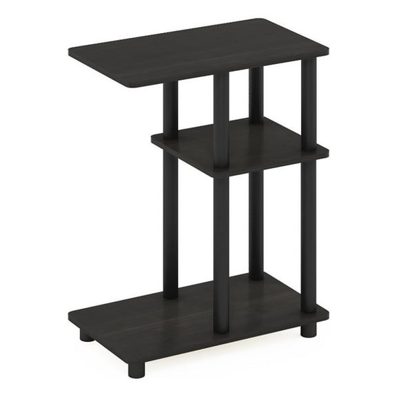 Pemberly Row Turn-N-Tube C Shape Sofa Side Table in Espresso/Black