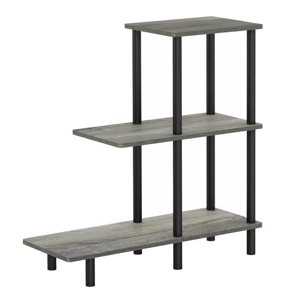 Pemberly Row Turn-N-Tube Engineered Wood 3-Tier Tall Sofa Side Table in Oak Gray