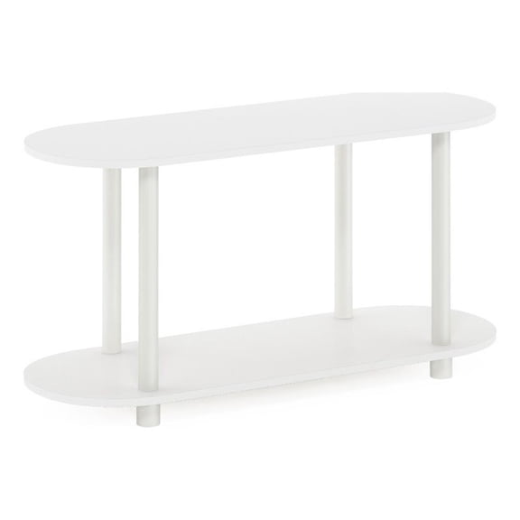 Pemberly Row Turn-N-Tube No Tools Modern Oval Side Table in White