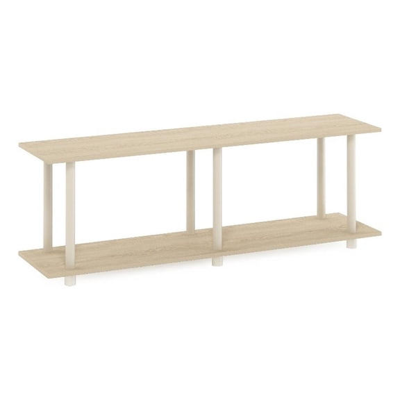 Pemberly Row Turn-N-Tube No Tools Modern Rectangle Side Table in Beige