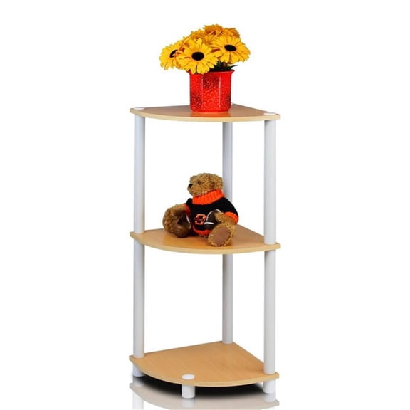 Pemberly Row Turn-N-Tube Wood 3-Tier Corner Display Rack in Beech/Natural