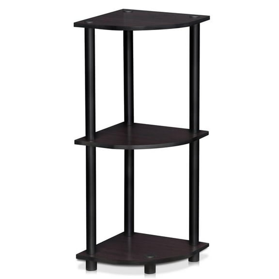 Pemberly Row Turn-N-Tube Wood 3-Tier Corner Display Rack in Dark Walnut
