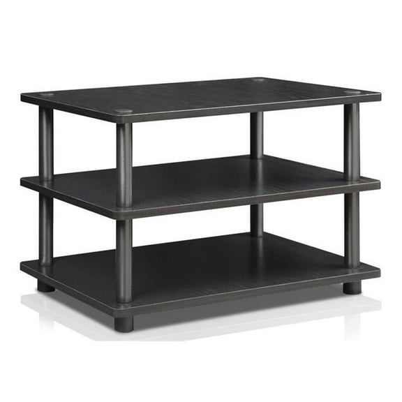 Pemberly Row Turn-N-Tube Wood 3-Tier Corner TV Stand for TV up to 25" in Black