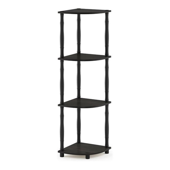 Pemberly Row Turn-N-Tube Wood 4-Tier Corner Display Rack in Espresso/Black