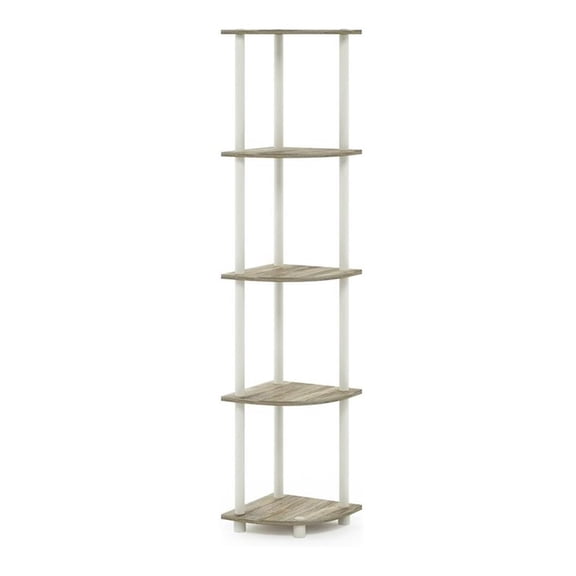 Pemberly Row Turn-N-Tube Wood 5-Tier Corner Display Rack in Sonoma Oak