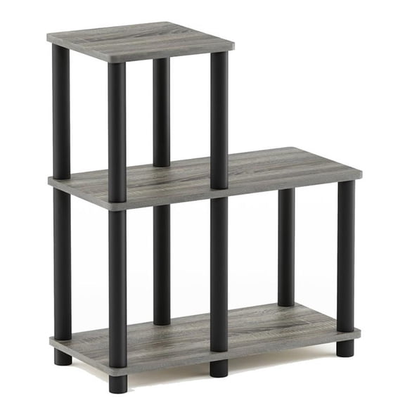 Pemberly Row Turn-N-Tube Wood Accent Decorative Shelf in French Oak Gray/Black