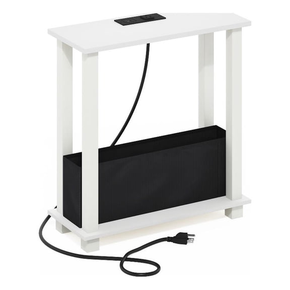 Pemberly Row Turn-S-Tube 2-Tier Slim Side/End Table with White/Black