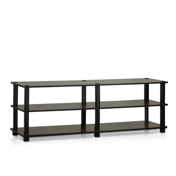 Pemberly Row Turn-S-Tube 3-Tier Entertainment TV Stands in Dark Brown/Black
