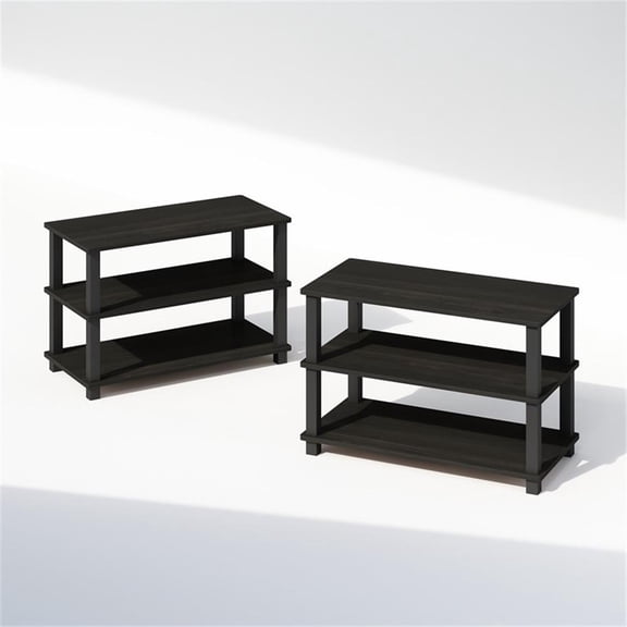 Pemberly Row Turn-S-Tube 3-Tier Stackable Shoe Rack in Espresso Set of 2