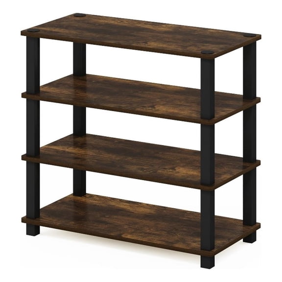 Pemberly Row Turn-S-Tube 4-Tier Shoe Rack in Amber Pine/Black