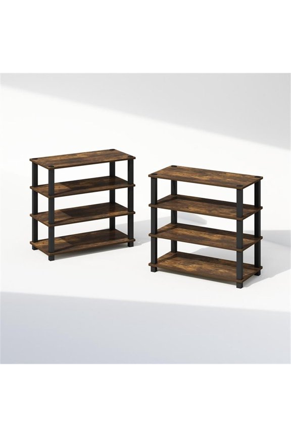 Turn-S-Tube 4-Tier Shoe Rack in Amber Pine Set of 2