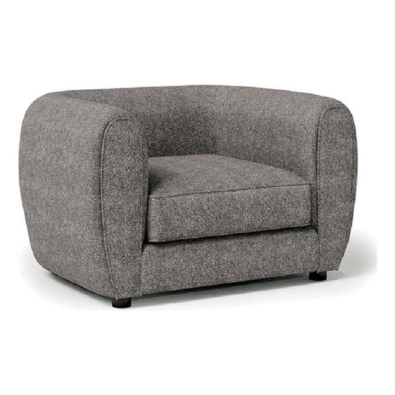 Pemberly Row Tuxedo Sofa Chair in Charcoal Gray Boucle with Metallic Tones