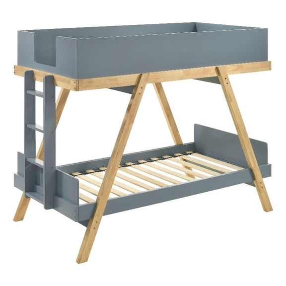 Pemberly Row Twin Bunk Bed with 3 Side Panel Security in Blue