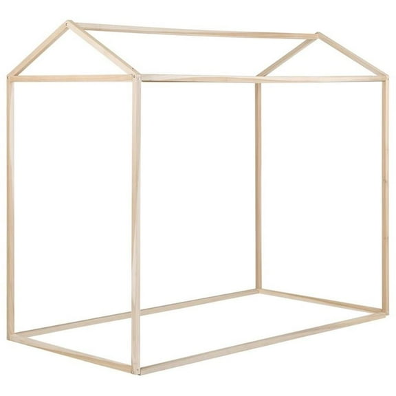 Pemberly Row Twin Canopy Bed Frame in Natural Poplar