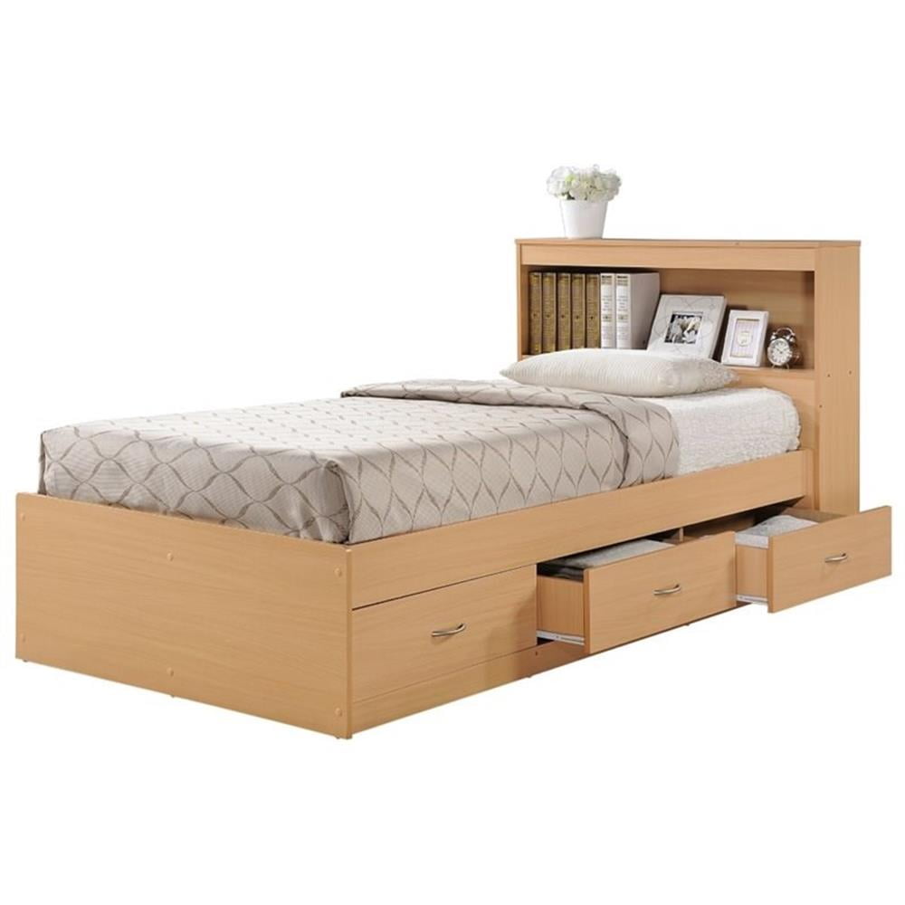 Pemberley Row Engineered Wood Beech Twin Captain Bed Rectangular With Storage 35" H x 41.4" W x 84.5" D Unassembled