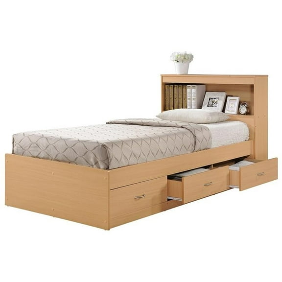 Pemberly Row Twin Captain Storage Bed in Beech