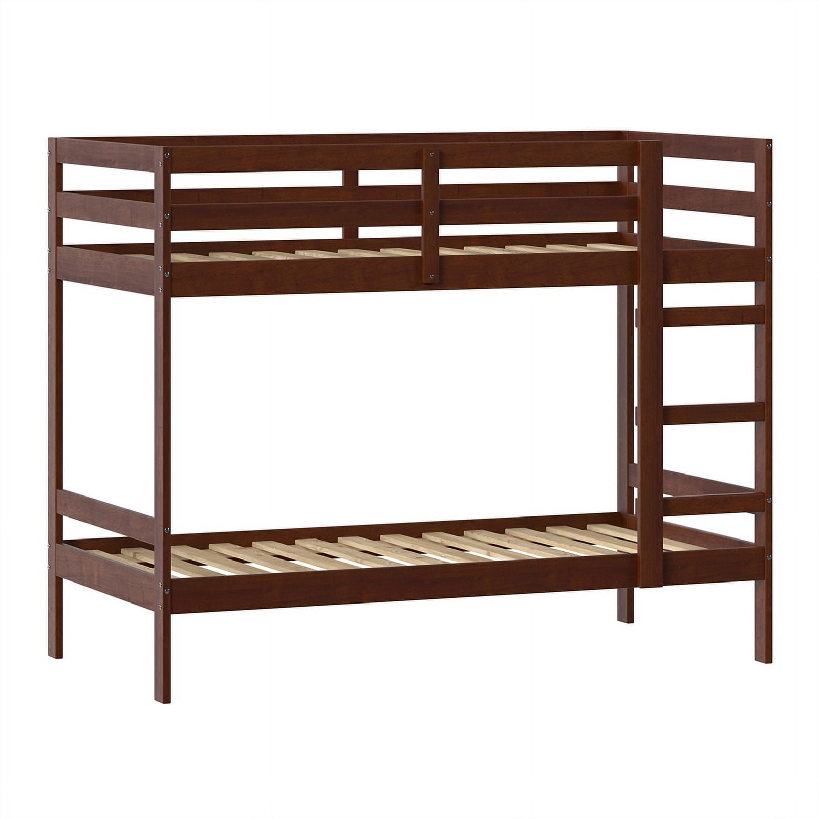 Pemberly Row Twin Over Twin Simple Solid Wood Bunk Bed Espresso