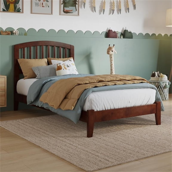 Pemberly Row Richmond Twin Solid Wood Low Profile Platform Bed in Walnut