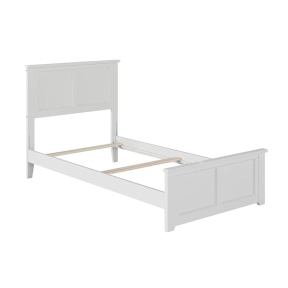 Pemberly Row Madison Twin Wood Foundation Bed with Matching Footboard in White