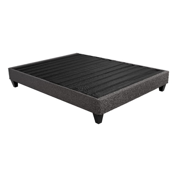 Pemberly Row Twin XL Wood and Fabric Platform Bed Frame in Stone