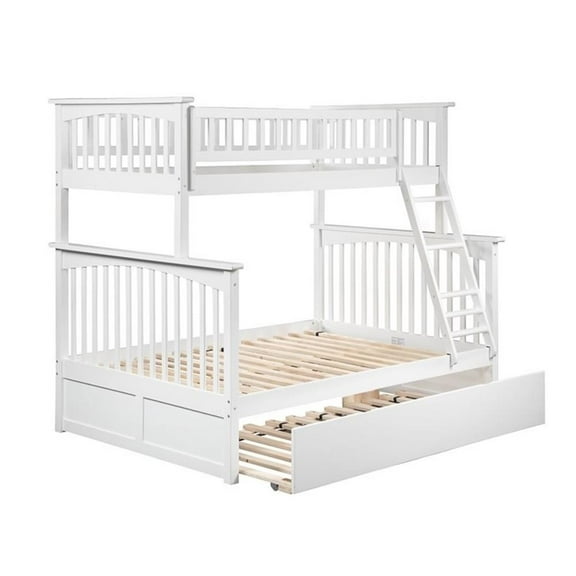 Pemberly Row Twin over Full Bunk Bed of Wood with Trundle in White