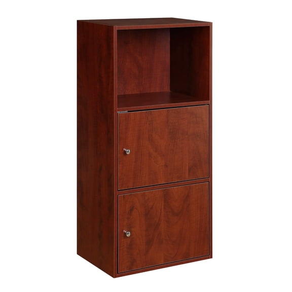 Pemberly Row Two-Door Bookcase in Cherry Wood Finish