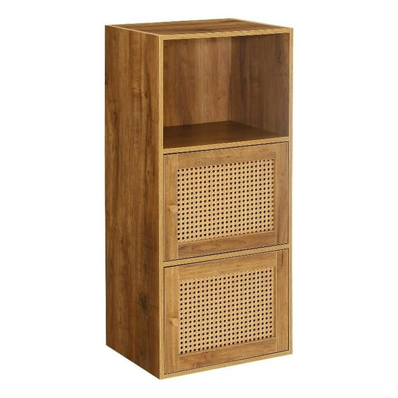 Pemberly Row Two-Door Cabinet with Shelf in Caramel Wood Frame Finish